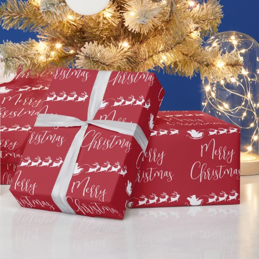 Kerstman slee Merry Christmas Cadeaupapier (Feestdagen)