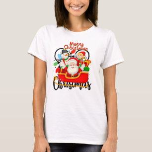 Kerstman slee Merry Christmas Cartoon T-shirt