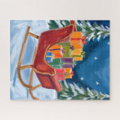 Kerstman slee Merry Christmas Legpuzzel (Horizontaal)