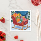 Kerstman slee Merry Christmas Servet (Insitu)