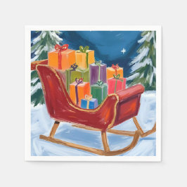 Kerstman slee Merry Christmas Servet