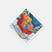 Kerstman slee Merry Christmas Servet (Hoek)