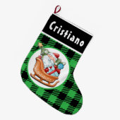 Kerstman slee met cadeaus Kerstsok (Voorkant (Hangend))