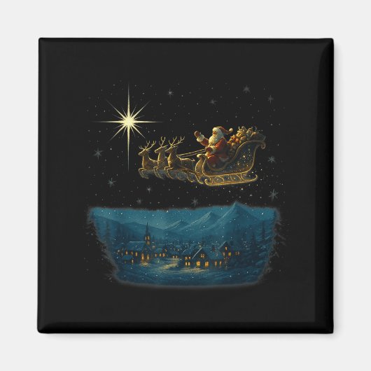 Kerstman slee met en sterren magneet (Voorkant)