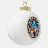 Kerstman slee met feestelijke winter scene keramische bal ornament (Links)