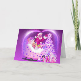 Kerstman slee met kinderen cadeaus kerstkaart kaart