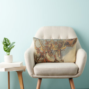 Kerstman slee met rendieren in vintage stijl kussen