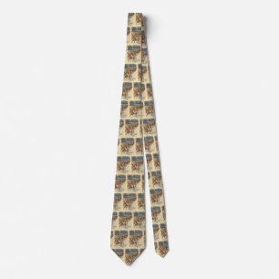 Kerstman slee met rendieren in vintage stijl stropdas