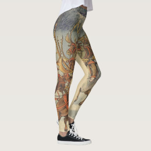 Kerstman slee met rendieren uit het verleden leggings