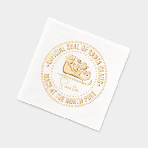 Kerstman slee “Officiële stempel” Gemaakt Noordpoo Folie Servetten