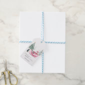 Kerstman, slee, pinguïn, bos cadeaulabel (Met Touw)