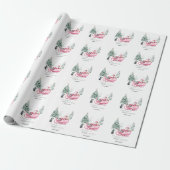 Kerstman, slee, pinguïn, bos cadeaupapier (Uitgerold)