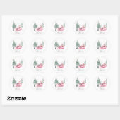 Kerstman, slee, pinguïn, bos ronde sticker (Vel)