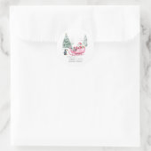 Kerstman, slee, pinguïn, bos ronde sticker (Tas)