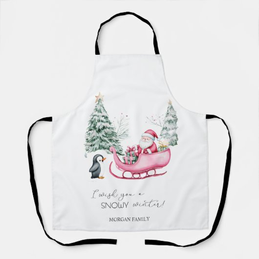 Kerstman, slee, pinguïn, bos schort (Voorkant)