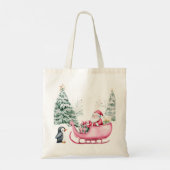 Kerstman,slee, Pinguïn,Bos Tote Bag (Achterkant)