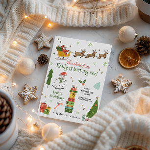 Kerstman slee reindeer Kerstmis 1e verjaardag Kaart