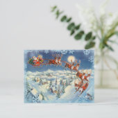 Kerstman, Slee & Rendier door Sharon Sharpe Feestdagenkaart (Staand voorkant)