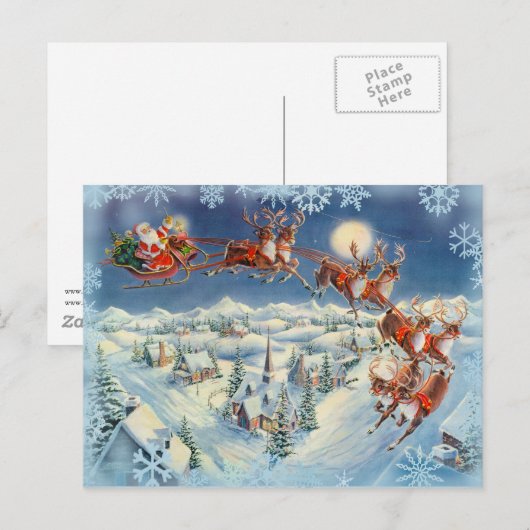 Kerstman, Slee & Rendier door Sharon Sharpe Feestdagenkaart (Voorkant / Achterkant)