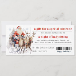Kerstman slee rendier kerst cadeau coupon feestdagenkaart