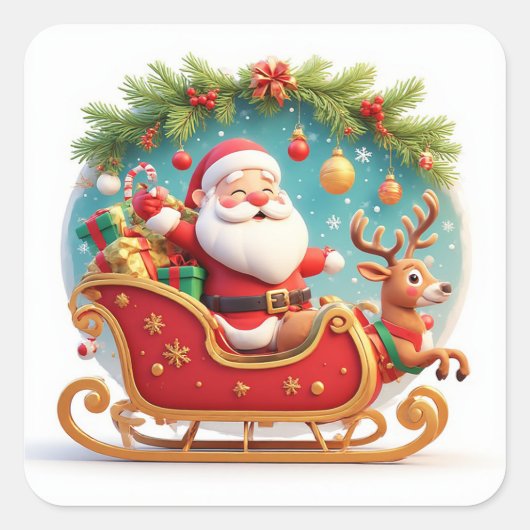 🎁Kerstman slee rendier kerst sticker ✨ (Voorkant)