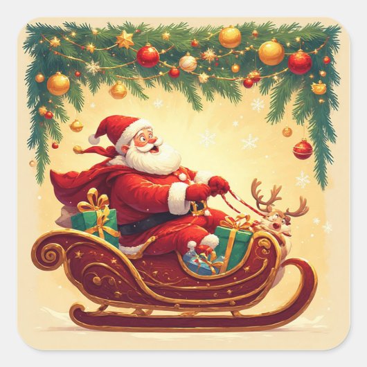 🎁Kerstman slee rendier kerst sticker plezier ✨ (Voorkant)