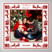 Kerstman slee rijdt Kerstmis foto Poster (Voorkant)