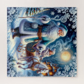 Kerstman, slee-rit en gezellige kerst legpuzzel (Horizontaal)