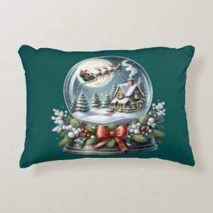 Kerstman slee-rit in Sneeuwbol Wonderland Accent Kussen