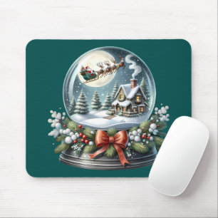 Kerstman slee-rit in Sneeuwbol Wonderland Muismat