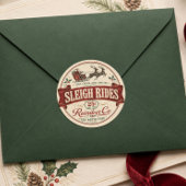 Kerstman slee rit Vintage Kerstmis Ronde Sticker