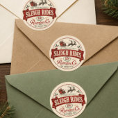 Kerstman slee rit Vintage Kerstmis Ronde Sticker