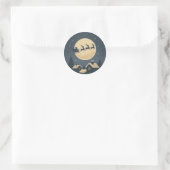 Kerstman slee ronde sticker (Tas)