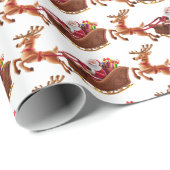 Kerstman slee slee Kerstcadeaus en rendieren Cadeaupapier (Rol Hoek)