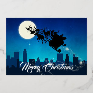 Kerstman slee slee Kerstmis Folie Feestdagenkaart