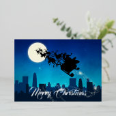 Kerstman slee slee Kerstmis Folie Feestdagenkaart (Staand Voorkant)