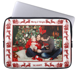 Kerstman slee van Merry & Bright Kerst foto Laptop Sleeve