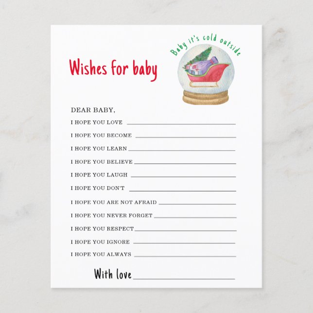 Kerstman slee - wensen voor baby (Voorkant)