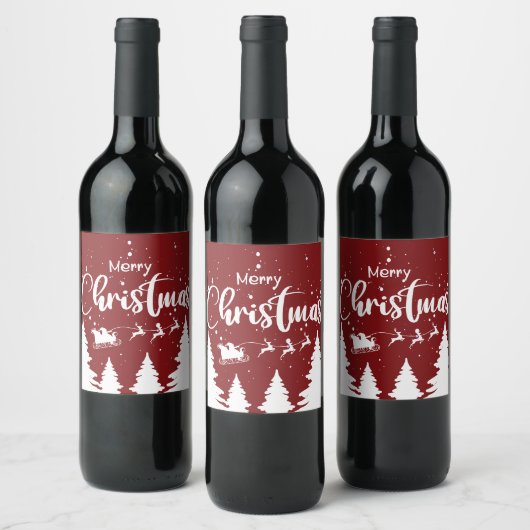 Kerstman slee wijnlabel - Aangepaste kerstontwerp! Wijn Etiket (Flessen)