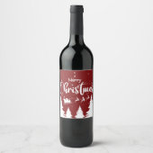 Kerstman slee wijnlabel - Aangepaste kerstontwerp! Wijn Etiket (Voorkant)