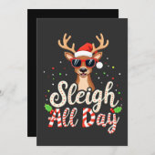 Kerstman sleeën de hele dag Funny rendier Kerstlie Kaart (Voorkant / Achterkant)