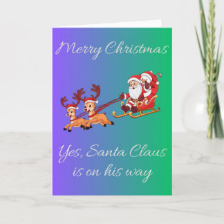 Kerstman Sleigh Christmas Kaart