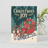 Kerstman Sleigh Deer kerstkaarten Feestdagenkaart (Staand voorkant)