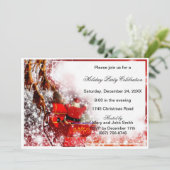 Kerstman Sleigh kerstfeest uitnodiging (Staand voorkant)