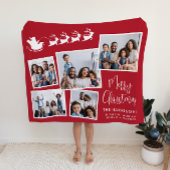 Kerstman Sleigh Red Fotocollage Fleece Deken