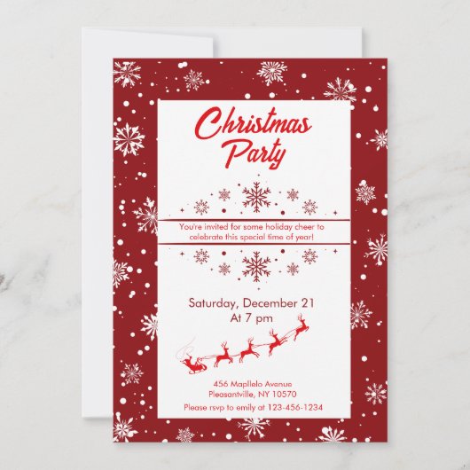 Kerstman Sleigh & Snowflakes Kerstfeest Kaart (Voorkant)