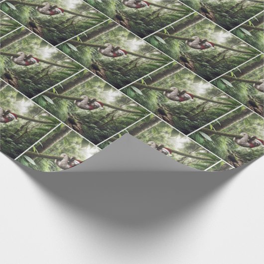 Kerstman Sloth in het regenwoud Cadeaupapier (Hoek)