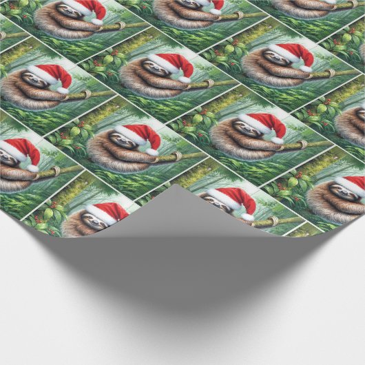 Kerstman Sloth in het regenwoud Cadeaupapier (Hoek)