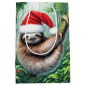 Kerstman Sloth in het regenwoud Medium Cadeauzakje (Voorkant)