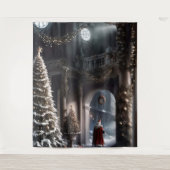 Kerstman sluipen weg Kerstmis Magic Wall Art Wandkleed (Voorkant)